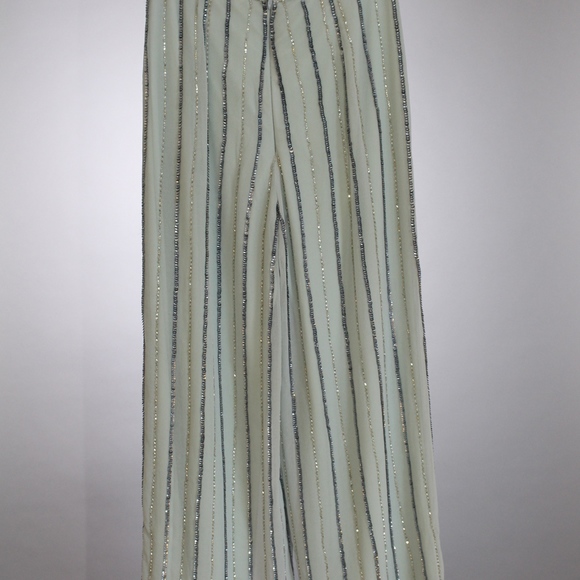 Ice Blue Beaded Palazzo Party Pants - Picture 5 of 6